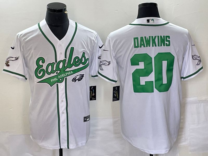 Men Philadelphia Eagles 20 Dawkins White Co Branding Game NFL Jersey style 7